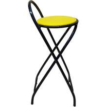 Banqueta Alta Dobrável Compacta Com 70 Cm De Altura Preto Apartamento e Diversos Ambientes - Amarelo - Visão 2