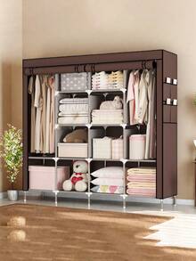 Heavy Duty & Wide Steel Tube Simple Assembled Wardrobe, Sturdy Closet Storage For Home Bedroom Rental Space - Multicolor - View 6