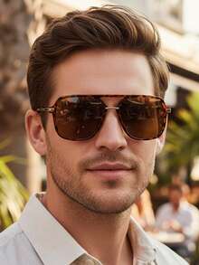 新款时尚百搭方形双梁个性化眼镜，男女皆宜的极简主义眼镜，适合街头风、旅行、日常佩戴、海滩、派对、节日、T台走秀等场合。 - 彩色 - 查看 1