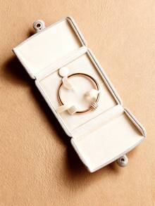 1个双层天鹅绒按扣首饰盒，适用于戒指、吊坠、手镯、项链等包装 - 淺灰色 - 查看 7