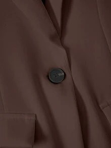 Women's Solid Color Lapel Long Sleeve Single-Breasted Casual Office Thin Jacket, Summer - Brown - View 5