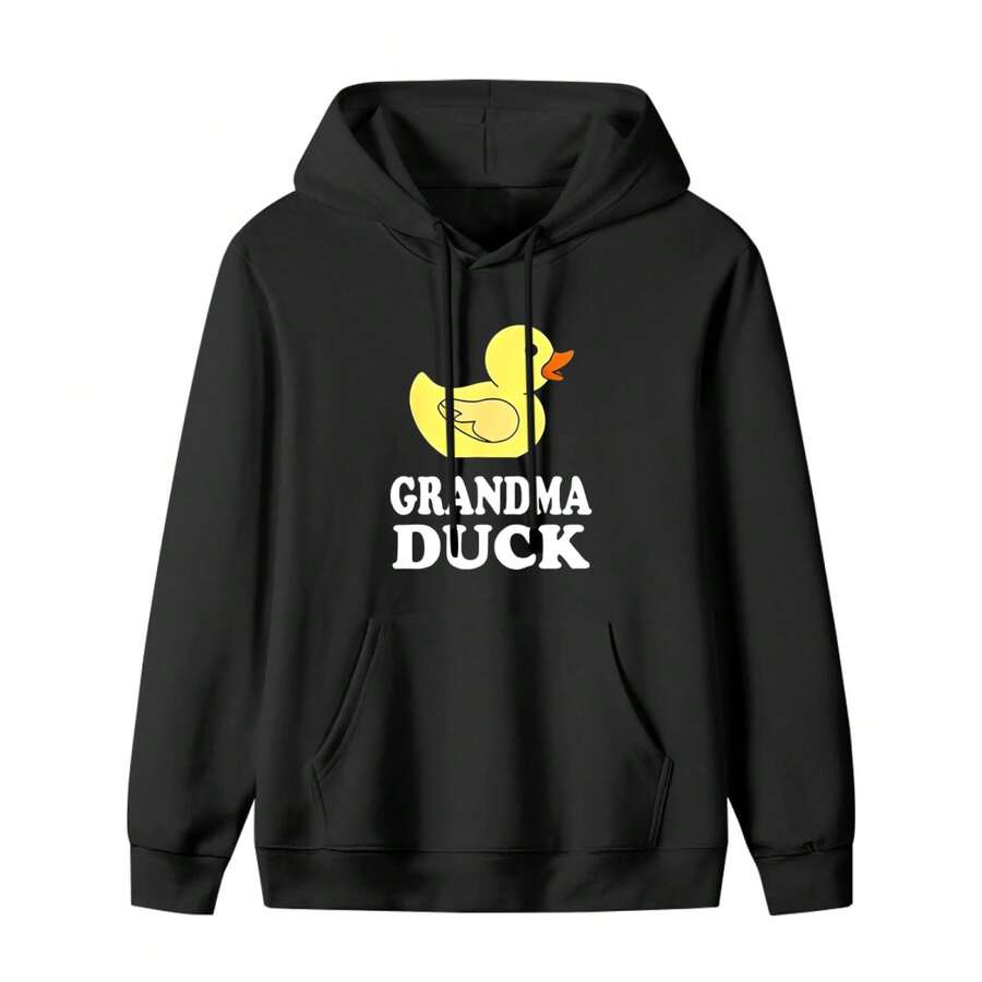 Grandma Duck Funny Rubber Duck Lover Hoodie - Unisex Black 500g 60% Cotton 40% Polyester, Classic Basic Style, Easy To Match,% Cotton Feel, S-3XL, Halloween Thanksgiving Men Family Friends, Casual Wear - màu đen - Xem 1