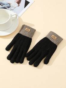 1 双女士户外骑行手套，保暖防风触屏手套，纯色，保暖内衬，加厚款 - 分指手套 - 查看 16