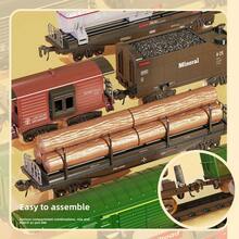 1 Set ca. 80cm Vintage Dampflokomotive Spielzeug, Farbschema schwarz & rot + mehrere Waggon-Kombinationen, manuelles Umschalten + seitliche Verschlüsse, Nebelbeleuchtung & Soundeffekte, USB aufladbar, anschließbare Personen-/Fracht-/Öltank-/Kohle-/Holzwaggons, Lernspielzeug für Jungen ab 6 Jahren, geeignet als Weihnachts-/Geburtstags-/Halloween-/Erntedankfest-Geschenk - Verschiedenfarbig - Übersicht 5