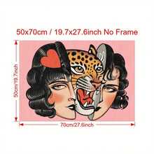 1 Pieza Póster de Lienzo Art Deco Retro Moderno, Impresión de Arte de Pared de Tigre de Amor Mal, Obra de Arte de Tinta Sin Marco, Adecuado para Oficina en Casa, Sala de Estar, Dormitorio, Baño, Cocina - Orientación Horizontal Interior, Decoración de Tigre - transparente - Ver 4