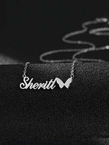 Personalized Butterfly Name Necklace, 18K Gold Plated With Stainless Steel, Vintage Bohemian Style, Suitable For Women's Everyday Wear And Valentine's Day Gift. - Multicolor - View 3