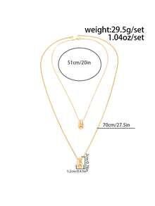 Bộ 2 chiếc/Bộ mặt dây chuyền dài hình giọt nước bằng kim loại thời trang cổ điển tối giản, phù hợp cho trang phục hàng ngày của phụ nữ, trang sức thường ngày, lãng mạn, trang sức dự tiệc công sở - Vàng - Xem 7