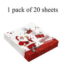 1 Stück rustikale Weihnachtstischdekoration - elegantes gestreiftes Design mit roten und goldenen Akzenten, robuster Holz-Serviettenhalter, geeignet für Küche, Esszimmer, Badezimmer - perfekte Feiertags-Dekoration für Zuhause, Hotel, Büro, Weihnachten