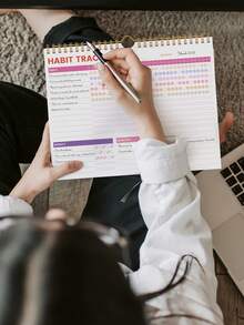 1本习惯追踪计划笔记本，无日期，12个月每日每周每月习惯追踪日志，提升工作效率、健康管理、技能发展和个性化体验，学校用品，办公桌配件，教师节礼物 - 彩色 - 查看 8