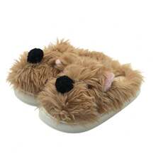 Pantuflas para mujeres con diseño de perro West Highland adorable, 4 colores a elección, suaves y calientes para uso doméstico - Caqui - Ver 3