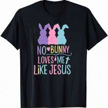 Easter No Bunny Loves Me Like Jesus Religious Pastel Bunny T-Shirt1 - màu đen - Xem 1