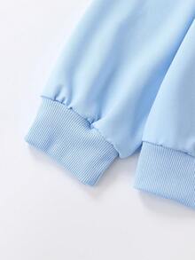 Tween Girl Letter Print Crew Neck Casual Long Sleeve Pullover Pullover Sweatshirt - Baby Blue - View 6