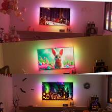 Đèn nền TV LED RGBIC, hỗ trợ AR Color Matching, đồng bộ hóa nhạc, cấp nguồn qua USB, có thể điều chỉnh độ sáng, thay đổi màu sắc, lý tưởng cho các buổi tối xem phim, tiệc tùng và chơi game. - Đèn nền TV 5050 - Xem 5