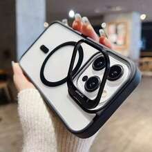 透明でシンプルなレンズホルダーデザイン、マグネット充電対応のMagSafe電話ケース、Apple 17、Ip17pro、Air、16promax、Iphone15、17pro、13pro、16plus、16pro、15promax、Ip15、15pro、14pm、14pro、13、12proに適しています。 落下防止保護カバー、フルカバー。 - ブラック - チェックする 3