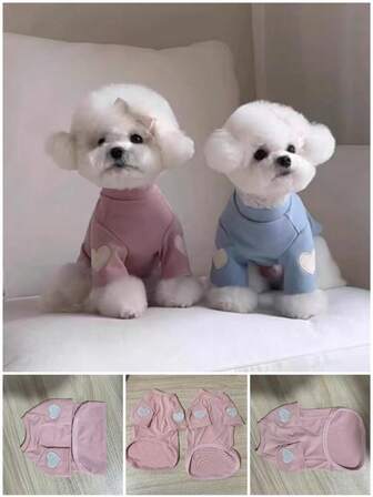 宠物服装羊毛保暖内衣，猫狗小狗保暖秋冬装，百搭心形图案，适合圣诞节和新年礼物