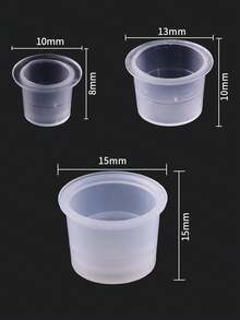 100pcs S/M/L Disposable Tattoo Ink Cups Plastic Pigment Transparent Containers, Tattoo Supplies Tattoo Pigment Cup, Baseless Cup, Tattoo Shading Pigment Cup, Lash Extension Disposable Plastic Pigment Cup, Tattoo Ink - Multicolor - View 5