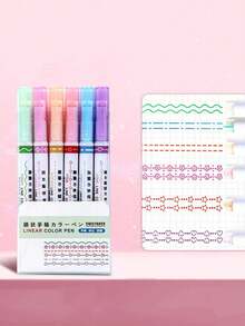 6 件混合图案设计荧光笔，随机包装