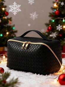 1个女士奢华高端化妆包，防水PU皮革洗漱包，便携式化妆品收纳包，大容量旅行配件包，大容量便携式旅行化妆包，时尚眼镜收纳袋，情人节、伴娘、旅行必备的理想礼物 - 彩色 - 查看 12