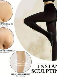 033-1  color beige Leggings Térmicos para Mujer, Medias Forradas para Invierno, Leggings Negros Gruesos y Versátiles para Primavera, Otoño e Invierno - Negro - Ver 3