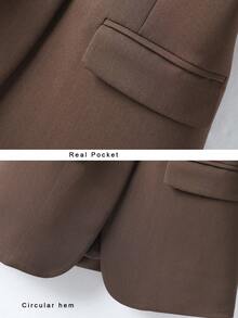 Áo vest không tay cài cúc phía trước màu trơn dành cho nữ, ve áo thanh lịch, kiểu dáng thời trang mùa xuân/thu. - Cà phê nâu - Xem 6