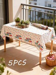 3pcs 137*274CM/53.94*107.87IN Disposable Tablecloth, Colorful Polka Dot "Happy Birthday" Print, Waterproof & Easy To Clean, Suitable For Birthday Parties, Celebrations And Daily Use - Multicolor - View 9