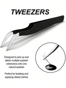 10PCS Black Straight-Pointed Personal False Eyelash Extension Tweezers, Essential For Makeup, Room Decoration, Vanity, Travel, Bedroom, Makeup Accessories, Tweezers, Nail Salons - Black - View 6