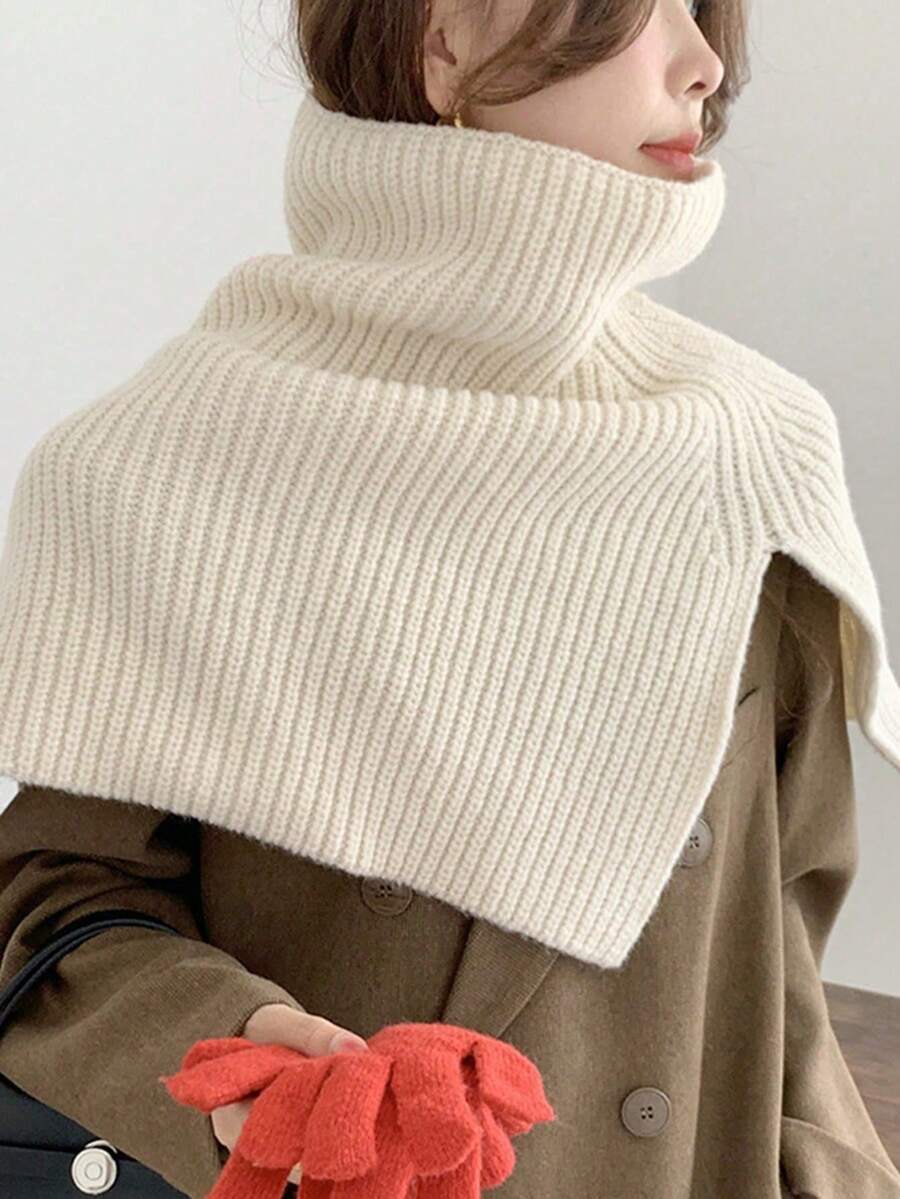 1 szt. Damski, jednokolorowy, dzianinowy, ciepły szalik, modny, uniwersalny i wygodny szal, ocieplacz na szyję na jesień i zimę, odpowiedni do noszenia na co dzień i na zewnątrz - A - Zobacz 1