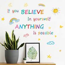 Colorful Inspirational Quote Wall Decals Motivational Phrase Wall Decor Sticker Watercolor Paint Splatter Be Thankful Brave Creative Wall Decals Handprint Positive Saying Wall Stickers For Nursery Room Decor Playroom School - Multicolor - View 6