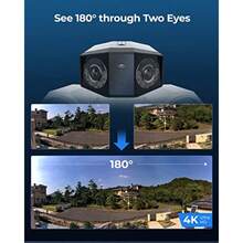 4K Camera For Security System IP Outdoor Cam In 180 Degree UltraWide Angle Human Vehicle Pet Alerts 1800 Lumen Floodlights Two Way Talk Duo Floodlight PoE - As Pic - View 2
