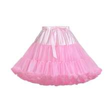 Women's Lolita Style Petticoat, Pink Elastic Waist Tulle Short Slip Dress, Princess Bubble Skirt, Adult Dance Skirt, Christmas Outfit