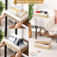 Cesta decorativa de baño, Cesta de almacenamiento de toallas de papel, Cesta portarrollos de papel higiénico con asa, Organizador de decoración del hogar, Cesta pequeña, Adecuada para almacenamiento de baño, Cesta de almacenamiento, Cesta de almacenamiento - 1 - Ver 7