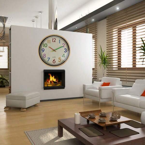 Inch Silent Kids Wall Clock Non-Ticking Battery Operated Colorful Childrens Clock, Learning Clock For Kids, Telling Tim...