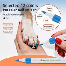 12 Cores Marcador de Arte de Unhas para Cães de Estimação, Canetas de Esmalte de Unhas Lavável à Prova d'Água e de Secagem Rápida para Cães, Canetas de Arte de Unhas Transparentes para Cães, Fácil de Usar para Design de Unhas Criativas, Design Animado de Cães, Alta Qualidade, Sem Bateria, Suprimentos de Tosa para Cães, Suprimentos de Arte de Unhas para Cães, Design Vívido, Canetas Marcadoras Duráveis, Canetas de Arte de Unhas para Animais de Estimação, Tosa DIY para Animais de Estimação - Multicolorido - Visão 3