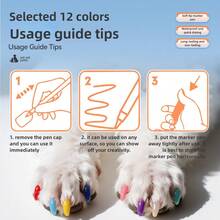 12 Cores Marcador de Arte de Unhas para Cães de Estimação, Canetas de Esmalte de Unhas Lavável à Prova d'Água e de Secagem Rápida para Cães, Canetas de Arte de Unhas Transparentes para Cães, Fácil de Usar para Design de Unhas Criativas, Design Animado de Cães, Alta Qualidade, Sem Bateria, Suprimentos de Tosa para Cães, Suprimentos de Arte de Unhas para Cães, Design Vívido, Canetas Marcadoras Duráveis, Canetas de Arte de Unhas para Animais de Estimação, Tosa DIY para Animais de Estimação - Multicolorido - Visão 5