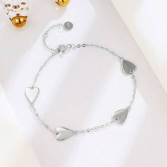 1 pieza Pulsera de plata de ley 925 con forma de corazón, accesorio de joyería elegante y delicado adecuado para el uso diario de las mujeres