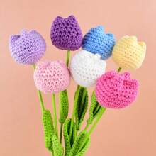 1pc Creative Wedding Handheld Small Bouquet Handmade Knitted Bouquet Woolen Crochet Flowers Gifts Artificial Flowers Home Decorations - Multicolor - View 7