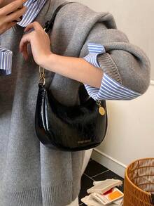 Fashionable Crescent Moon Underarm Bag For Women, Chain Shoulder Crossbody Bag, 2025 New Winter Collection - Multicolor - View 7