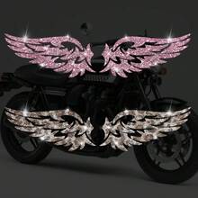2pcs Sparkling Angel Wings Rearview Mirror Stickers - Durable, Waterproof, And Easy-To-Apply Decorative Accessories For Cars, Motorcycles, Laptops, And More - Add A Touch Of Cute Your Vehicle Or Device