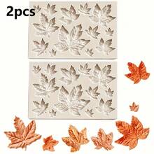 1 cái/2 cái/5 cái Khuôn silicon hình lá dùng để trang trí bánh, sô cô la, kẹo mềm, nướng bánh, hoa hồng, đất sét, đồ thủ công bằng nhựa - Màu be - Xem 17