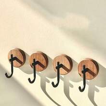 1pc/4pcs Walnut Wood Hanging Hooks, Clothes Hooks, Key Hooks, Bathrobe & Towel Hooks, Auxiliary Hanging Hooks, Home Storage Hooks - Multicolor - View 7