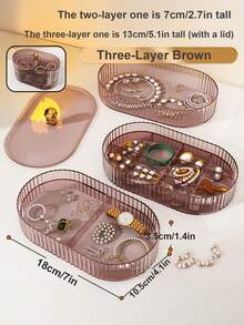 Transparent Stackable Jewelry Box, 3-Layer Jewelry Storage Box With Handle, Women's Transparent Jewelry Storage Box, Cosmetic Storage Box.,Gifts For Women,Christmas Gifts,Gift Ideas For Women - Multicolor - View 9