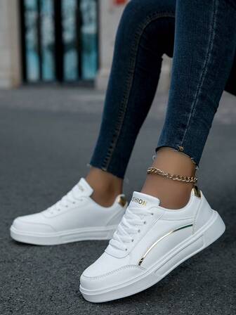 Nymode för kvinnor Andningsbara fritidsskor, tjock sula Mångsidig Trendig Platt Bekväma sneakers med mjuk botten, Anti-halk Anti-lukt hållbara löparskor, promenadskor