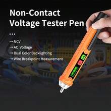 Non-Contact Inductive Voltage Tester Electrician's Multi-Function Voltage Detector Circuit Continuity Checker Breakpoint Locator Voltage Tester - Orange - View 3