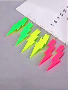 3 đôi bông tai neon phong cách thập niên 80, bông tai mặt dây chuyền hình giọt nước bằng acrylic kiểu retro dành cho nữ, phù hợp với phụ kiện dự tiệc theo phong cách thập niên 80. - Nhiều màu - Xem 4