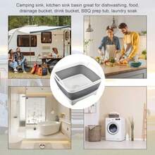 TYUI Dishpan For Washing Dishes Collapsible Portable Washing Basin With Drain Plug Carry Handles Large Capacity Multiuse Sink Tub Kitchen Storage Tray For RV Outdoor Camping - như hình ảnh - Xem 6