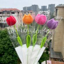 1pc Creative Wedding Handheld Small Bouquet Handmade Knitted Bouquet Woolen Crochet Flowers Gifts Artificial Flowers Home Decorations - Multicolor - View 10