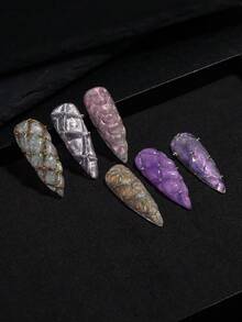 Gel móng tay 3D hiệu ứng hologram Aurora, gel nối móng không dính, hiệu ứng lấp lánh, chạm khắc và dập nổi thủ công, có thể đính đá và bột, mang đến trải nghiệm làm móng chuyên nghiệp tại nhà. - Nhiều màu - Xem 12