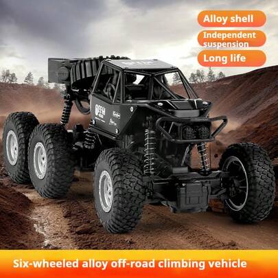 28cm 6-Wheel Drive RC Rock Crawler Truck: 2.4GHz Remote Control, Alloy Body, High-Speed Off-Road Climbing, Perfect Gift For Kids & Adults