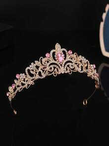 1pc Women's Fashion Princess Crown Decor Sweet Rhinestone Birthday Headband Royal Tiaras Costume Crown Hair Garland Headpiece, Tiara Crown, Wedding, Bridesmaids Gifts, Looks Of Party