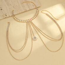 1pc Sexy Body Chain, Colorful Rhinestone Embellished, Clubwear Beach Bikini Spaghetti Strap Necklace, Rhinestone Chest Chain - Multicolor - View 9